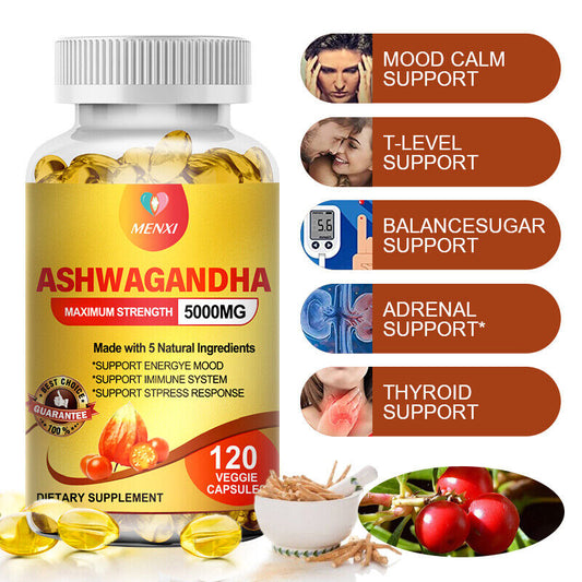 Organic Ashwagandha Capsules High Quality Dietary Supplement,120 Veg Softgels