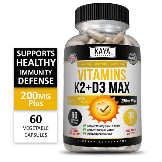 Vitamin K2 (MK7) with D3 5000 IU Supplement, BioPerine Capsules, Immune Health