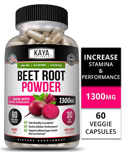 Organic Beet Root Powder 1300mg Capsules Nitric Oxide Booster Superfood Beetroot