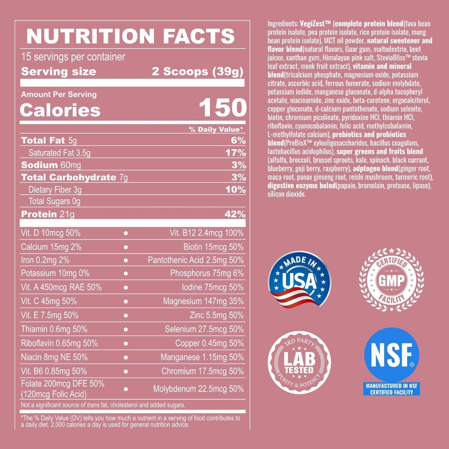 Vegan Meal Replacement Shake Strawberry Banana - 15 Plant Based Protein Meals